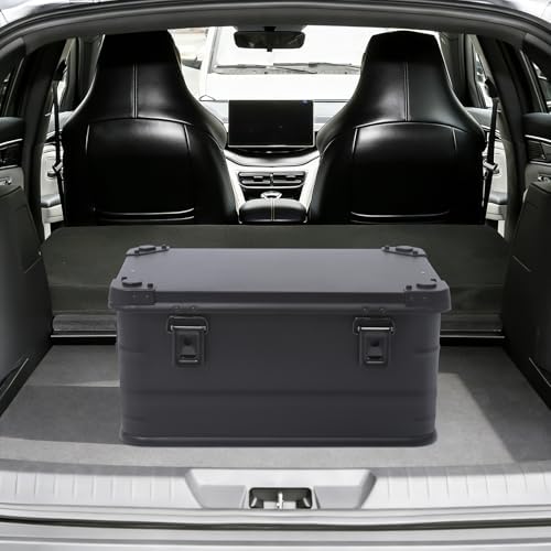 Aluminum Storage Box with Lid, 50L/13.21Gal Heavy Duty Overland Storage Box Stackable Trunk Organizer with Handles & Latches for Truck Bed SUV Camping Outdoor Home Organization