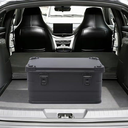 Aluminum Storage Box with Lid, 50L/13.21Gal Heavy Duty Overland Storage Box Stackable Trunk Organizer with Handles & Latches for Truck Bed SUV Camping Outdoor Home Organization