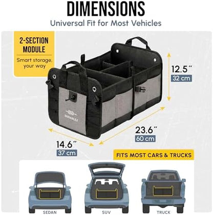 Car Trunk Organizer for SUV, Truck, Sedan, Minivan, and Van, Gray