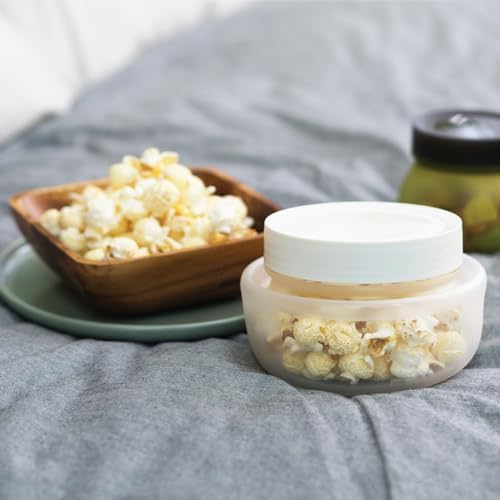 2 Pack Collapsible Silicone Jars, Compact Airtight Food Storage Containers with Lids, Ideal for Kitchen, Camping, and Travel, Clear, 412016-000