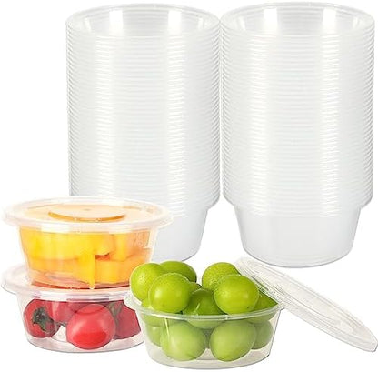 Augshy 40 Pack 6oz Slime Containers with Lids, Jello Shot Cups Condiment Containers Plastic Portion Cups with Lids for Salad Dressing Food Storage Containers