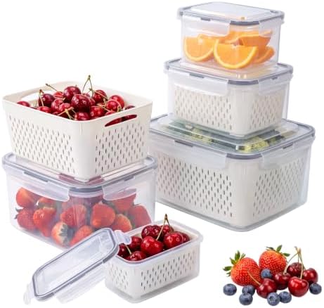 5 Pack Fruit Storage Containers for Fridge Berry Containers for Fridge