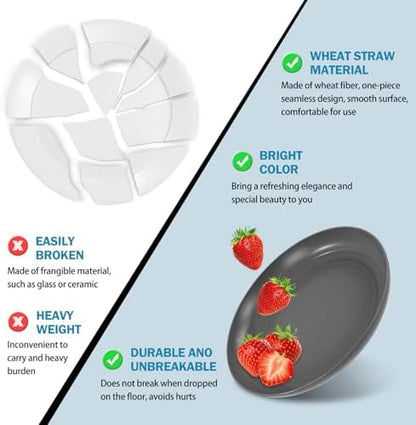 LIYH 16pcs Wheat Straw Dinnerware Sets Plastic Dinnerware Sets for 4 Plates and Bowls Sets Reusable Tableware Dish Set 8pcs Plates 4pcs Bowls 4pcs Cups Microwave Dishwasher Safe Four-color