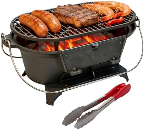 Portable Charcoal Grill Stove,Cast Iron Tabletop BBQ Grill 2 Heights cast iron hibachi,for 2-4 People,for Outdoor, Camping,Picnic,Backyard,Patio
