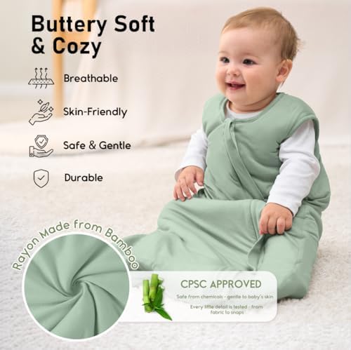 Yoofoss Baby Sleep Sack 12-18 Months Rayon Made from Bamboo 1.0 Tog