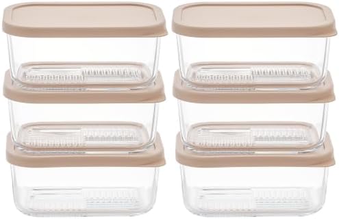Glass Food Storage Containers with Lids — 12 Piece — 24.4 oz Glass with BPA-Free Leak Resistant Stackable Lids — Microwave, Oven & Dishwasher Safe — Ideal for Meal Prep & More - Cashew Cream