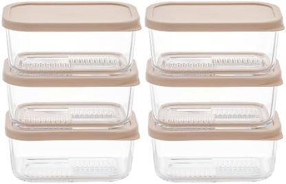 Glass Food Storage Containers with Lids — 12 Piece — 24.4 oz Glass with BPA-Free Leak Resistant Stackable Lids — Microwave, Oven & Dishwasher Safe — Ideal for Meal Prep & More - Cashew Cream