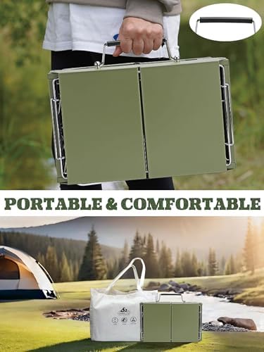 Charmline 15 x 11 inches Portable Charcoal BBQ Grill, Foldable Compact Camping Barbecue for 2–4 People, Ideal for Camping, Tailgating, Beach, Picnic & Tabletop Use, Green