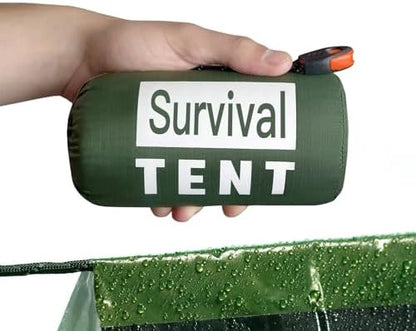 Emergency Survival Tent 2 Person with Survival Whistle Shelter for Bug Out Bag Storm with Doors Tornado Shelter for Camping Tactical for Survival Kit with Whistle & Paracord Green