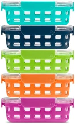 Ello Duraglass 3.4 Cup Glass Meal Prep Containers, 10 Pc, 5 Pack, Fruit