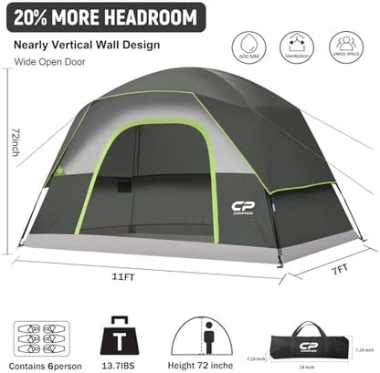 CAMPROS CP Tents for Camping 2/4/6 Person, Waterproof Windproof Dome Tent