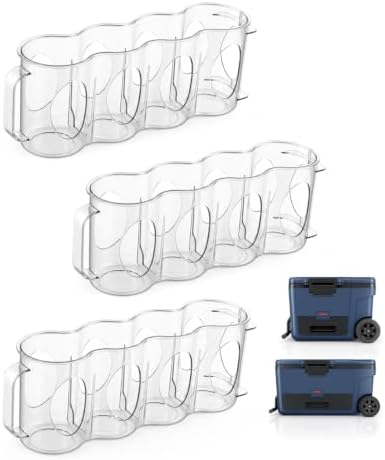 3 Pack Can Organizer Rack Designed for Ninja FrostVault 45QT/65QT Wheeled Cooler, Clear Beverage Can Holder for Cooler Drink Storage, 4 Cans Per Row, Cooler Accessories for Camping Beach Tailgating