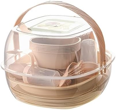 kowaku 48 Pieces Outdoor Dinnerware Set Plates Bowls Forks Spoons Cups Wear Resistant Portable Storage Box Easy to Clean Suitable for Picnic Camping