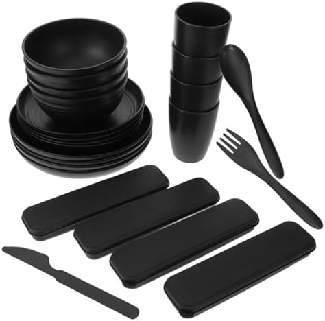 Black 4 Set Reusable PP Utensils Set Xmas for Camping Picnic