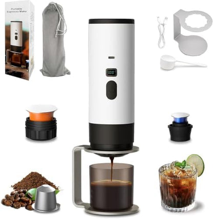3-In-1 Portable Coffee Maker, 15 Bar Espresso Maker with LED Display