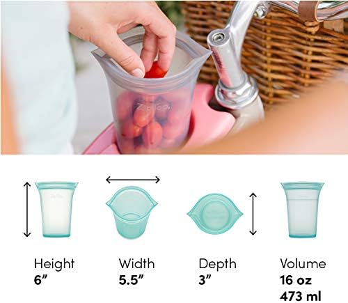 Zip Top Reusable Food Storage Bags | Medium Cup [Lavender] | Silicone Meal Prep Container | Microwave, Dishwasher and Freezer Safe | Made in the USA