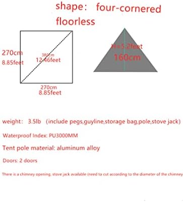 Ultralight Hot Teepee Tent with Stove Jack for 1-2 Person 3.4lb Four-cornered Shape Single Person Tent for Camping Hiking Backpacking - Easy to Set Up
