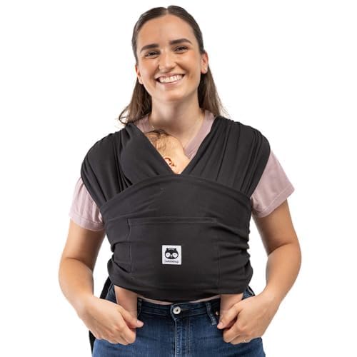 CuddleCarry™ Pre-Wrapped Baby Ring Sling by CuddleBug - Adjustable, Lightweight Baby Carrier Wrap - Ergonomic Front Carry for Newborn to Toddler (0-36m, 8-35 lbs) - Black