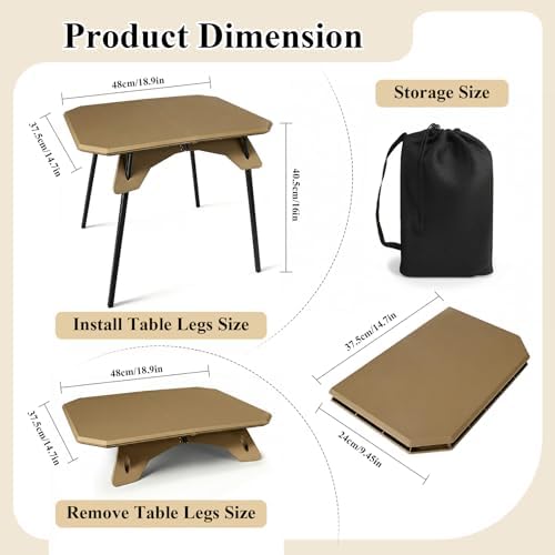 LiveGo Foldable Camping Table, Lightweight Folding Outdoor Table with Aluminum Legs, 2 in 1 Adjustable Height Portable Folding Table for Beach, Picnic, Grilling, Hiking & Fishing Indoor Outdoor