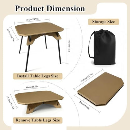 LiveGo Foldable Camping Table, Lightweight Folding Outdoor Table with Aluminum Legs, 2 in 1 Adjustable Height Portable Folding Table for Beach, Picnic, Grilling, Hiking & Fishing Indoor Outdoor