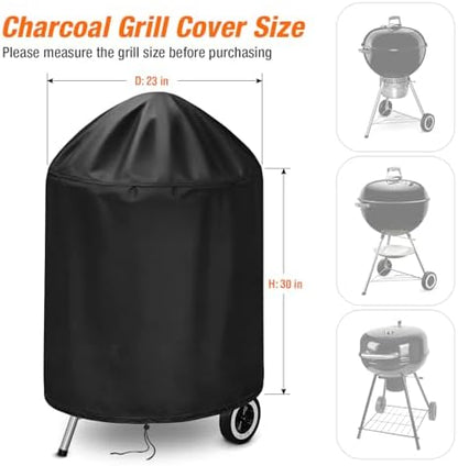 Charcoal Grill Cover for Weber,Round Grill Cover-23 D x 30" H