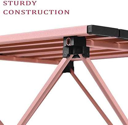 Grope Portable Beach Table for Sand, Folding Camping Table (Pink-L)