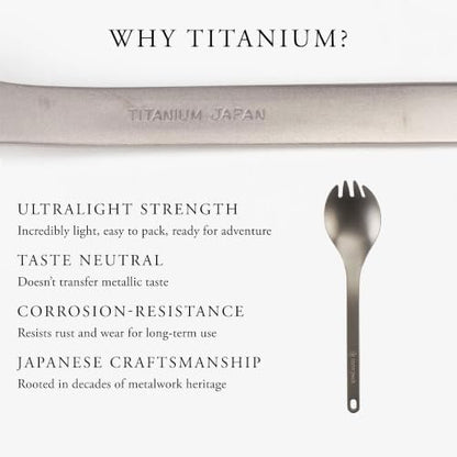 Snow Peak Titanium Spork for Outdoor Use, Portable and Durable, Titanium