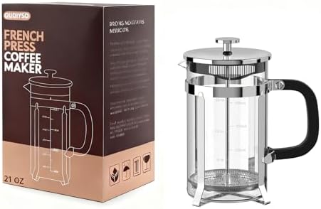 QUQIYSO French Press Coffee Maker 21oz,Borosilicate Glass Coffee Press