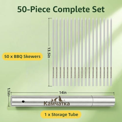 50 Pack 13.5 Inch Stainless Steel BBQ Skewers