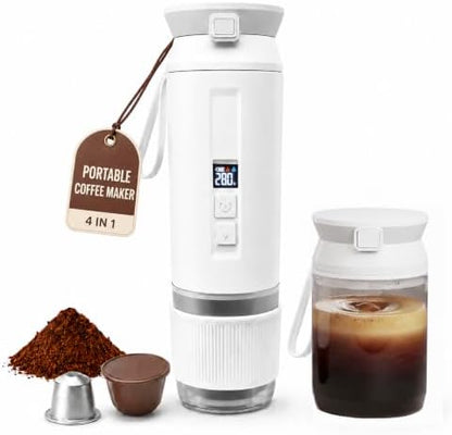 4-in-1 Portable Espresso Coffee Maker,Travel Mini Coffee Machine Camping RV