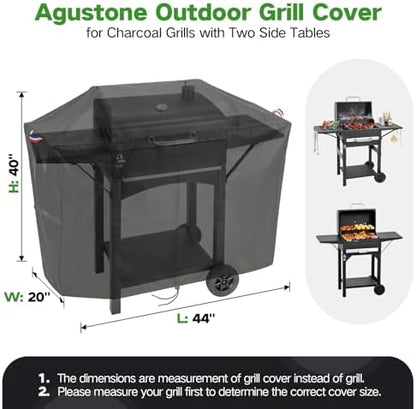 44 Inch Grill Cover for Charcoal Grills with Two Side Tables