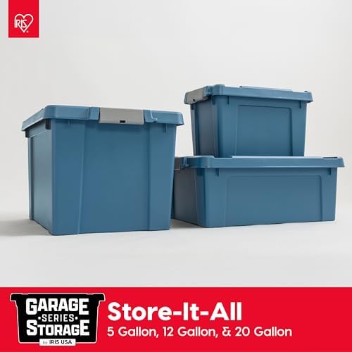 IRIS USA 6-Pack 5 Gal Heavy Duty Lockable Storage Totes with lids, Navy