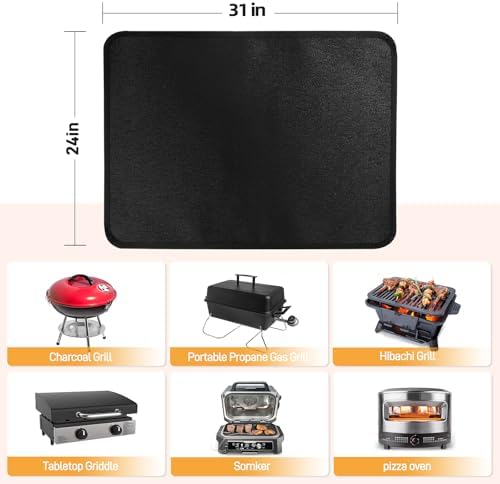 Heat Resistant Mats for Countertop fits Tabletop Grill, 31x24x0.04in, Black
