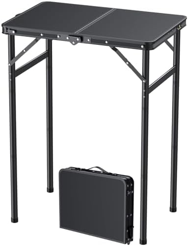 FUNYKICH 2ft Aluminum Folding Camping Table, 3 Height Adjustable Max 29.4"