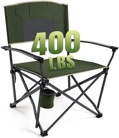 DMH OUTDOORS Oversized Heavy Duty Camping Chairs for Adults 400LBS Capacity