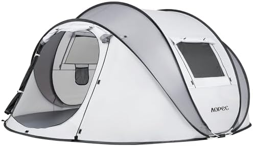 Pop Up Camping Tent, 2/4/6 Person Instant Tent Waterproof PU4500mm, Spacious Ventilated Camping Tent with Front Porch, Quick Setup Lightweight Portable for Outdoor Camping Hiking Beach