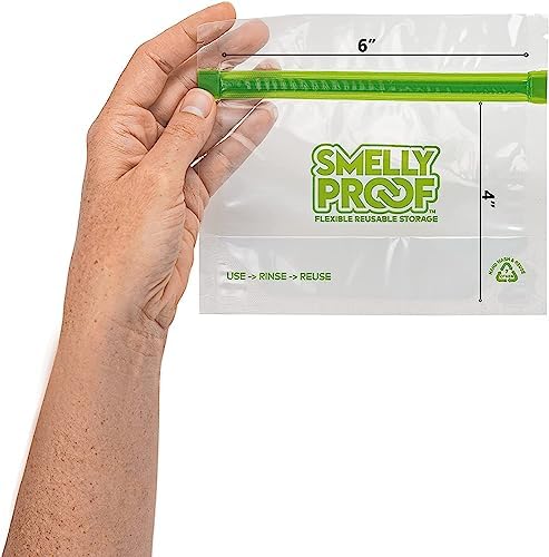 Smelly Proof 15 x Reusable Food Storage Bags, Reusable Freezer Bags, Reusable Snack Bags, Stand-Up Expandable “Stand & Fill”, Clear 3-Mil 6” x 4”, US Made, BPA FREE, NO PEVA, 15-pk