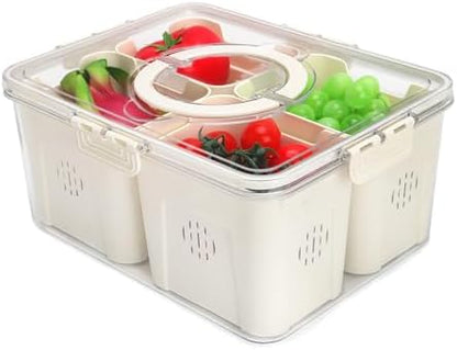 Fruit Storage Containers for Fridge with Lid and Handle, Veggie Tray Bins