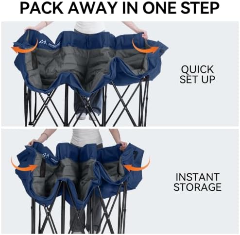 Huskfirm High Back Double Camping Chair 2 Person Camping Chair Grey & Blue