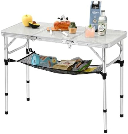 Folding Camping Table,35"L x16"W Aluminum Camp Table with Adjustable Height