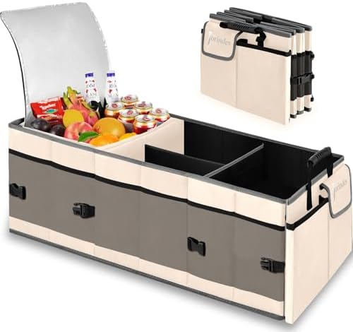 Trunk Organizer and Storage with Built-In Insulated Leak Proof Cooler Bag