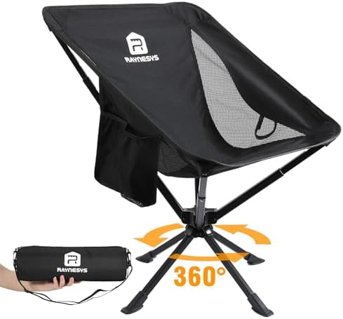 Raynesys Portable Swivel Camping Chair, 8 Seconds Quick Setup Easy Carry