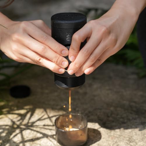 WACACO Minipresso NS2, Portable Espresso Machine, Compatible Original NS Capsules, Travel Coffee Maker, Manually Operated from Piston Action (Coal Black)