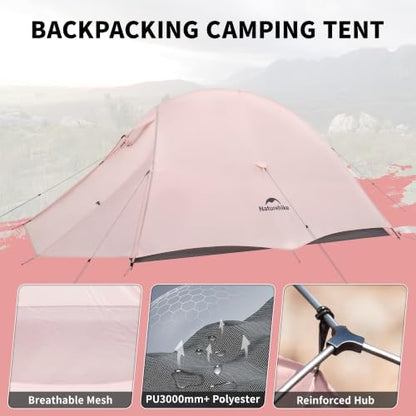 Naturehike Cloud-Up 2 Person Tent Lightweight Backpacking Tent with Footprint - Free Standing Ultralight Camping Hiking Backpack Tents Two Person Tent