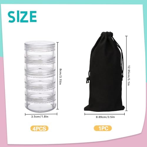 4 Sets 5 Layers Travel Spice Container with Black Organizer Bag, Clear Mini Portable Stackable Camp Spice Kit for Outdoor Cooking, Traveling, Barbecuing Use