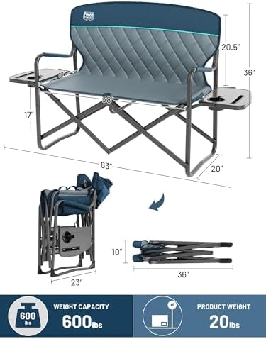 TIMBER RIDGE 600lbs ouble Camping Chair Portable Loveseat Director Chairs