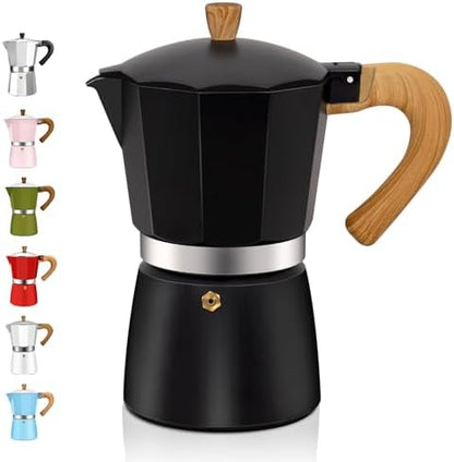 6 Cup Aluminum Espresso Stovetop Moka Pot Express Coffee Maker Percolator Italian Classic Mocha Coffee Machine for Italian and Cuban Cafe Brewing for Home & Camping 300ml 10oz