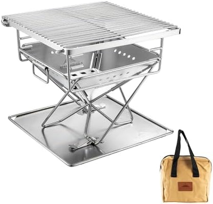 CAMPINGMOON Portable Charcoal Grill Fire Pit Stainless Steel X-MINI-PRO