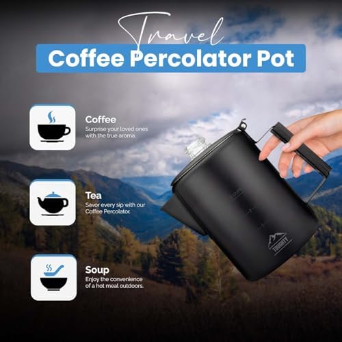 Toughty Yosemite Stovetop Coffee Percolator, 9 Cup, Black Matte