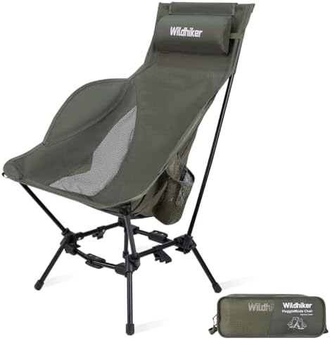 Wildhiker HuggleMode High Back Folding Camping Chair, 2 Seat Heights -Green